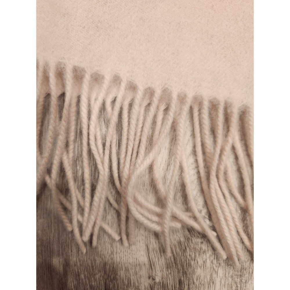 100% Wool Floral Embroidered Long Rectangle Scarf Cream Tan Oatmeal Approx 78x23 - Picture 6 of 9